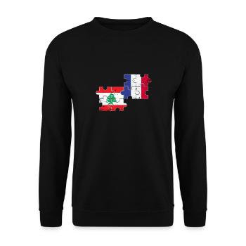 Libanon Frankreich Vintage Flagge Libanese - Unisex Pullover - Schwarz - Vorne - Alina (178cm) & Michal (187cm)