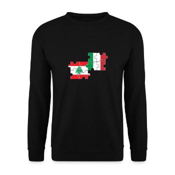 Libanon Italien Flagge Italienisch Libanese - Unisex Pullover - Schwarz - Vorne - Alina (178cm) & Michal (187cm)