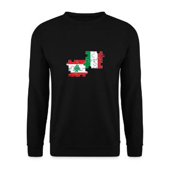 Libanon Italien Vintage Flagge Libanese - Unisex Pullover - Schwarz - Vorne - Alina (178cm) & Michal (187cm)