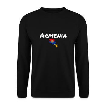 Armenia Vintage Karte Armenien Armenische Flagge - Unisex Pullover - Schwarz - Vorne - Alina (178cm) & Michal (187cm)