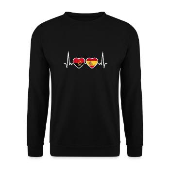 Angola Spain Vintage Heartbeat Flag Angolan - Unisex Sweatshirt - black - Front - Alina (178cm) & Michal (187cm)