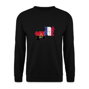 Angola France Vintage Flag Angolan - Unisex Sweatshirt - black - Front - Alina (178cm) & Michal (187cm)