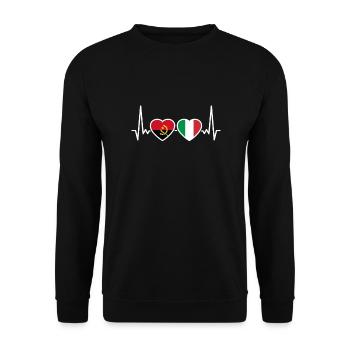 Angola Italy Heartbeat Flag Angolan - Unisex Sweatshirt - black - Front - Alina (178cm) & Michal (187cm)