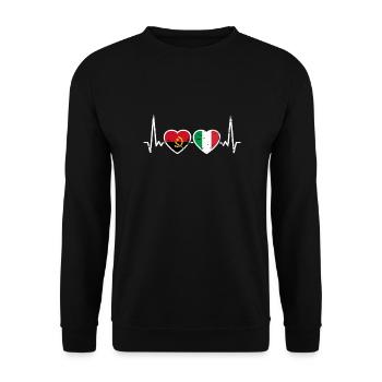 Angola Italie Vintage Heartbeat drapeau angolais - Sweat-shirt Unisexe - noir - Devant - Alina (178cm) & Michal (187cm)