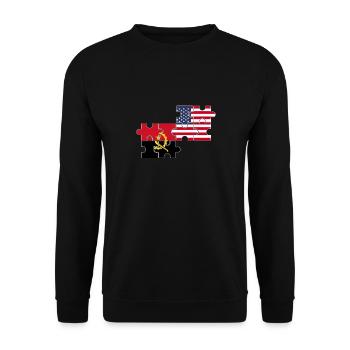 Angola USA Flag American Angolan - Unisex Sweatshirt - black - Front - Alina (178cm) & Michal (187cm)