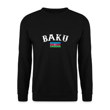 Baku Vintage Azerbaijan Aserbaidschan Flagge - Unisex Pullover - Schwarz - Vorne - Alina (178cm) & Michal (187cm)