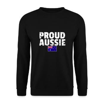 Proud Aussie Australien Vintage Australisch Flagge - Unisex Pullover - Schwarz - Vorne - Alina (178cm) & Michal (187cm)