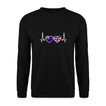 Australia UK Vintage Heartbeat Flag - Unisex Sweatshirt - black - Front - Alina (178cm) & Michal (187cm)