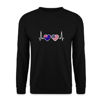 Australia USA Vintage Heartbeat Flag - Unisex Sweatshirt - black - Front - Alina (178cm) & Michal (187cm)
