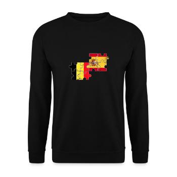 Belgium Spain Vintage Flag Spanish Belgian - Unisex Sweatshirt - black - Front - Alina (178cm) & Michal (187cm)