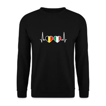 Belgique Italie Heartbeat Drapeau Belgique - Sweat-shirt Unisexe - noir - Devant - Alina (178cm) & Michal (187cm)