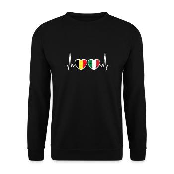 Belgium Italy Vintage Heartbeat Flag Belgian - Unisex Sweatshirt - black - Front - Alina (178cm) & Michal (187cm)
