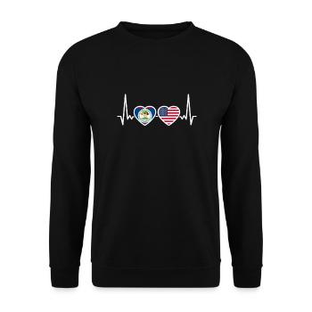 Belize États-Unis Heartbeat Américain Belizien - Sweat-shirt Unisexe - noir - Devant - Alina (178cm) & Michal (187cm)