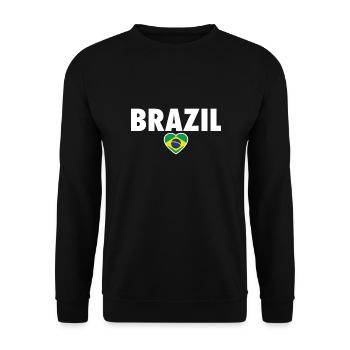 Brazil Brasilien Brasilianische Flagge - Unisex Pullover - Schwarz - Vorne - Alina (178cm) & Michal (187cm)