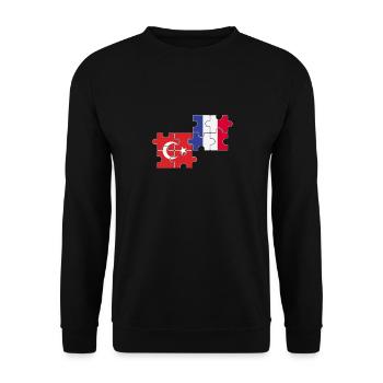 Turkey France Flag French Turk - Unisex Sweatshirt - black - Front - Alina (178cm) & Michal (187cm)