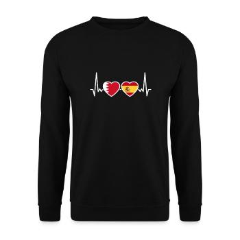 Bahrain Spain Heartbeat Flag Bahraini - Unisex Sweatshirt - black - Front - Alina (178cm) & Michal (187cm)