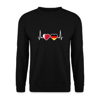 Bahrain Germany Heartbeat Flag Bahraini - Unisex Sweatshirt - black - Front - Alina (178cm) & Michal (187cm)