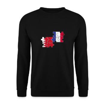Bahrain France Vintage Flag Bahraini - Unisex Sweatshirt - black - Front - Alina (178cm) & Michal (187cm)