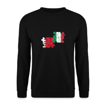 Bahrain Italy Vintage Flag Bahraini - Unisex Sweatshirt - black - Front - Alina (178cm) & Michal (187cm)