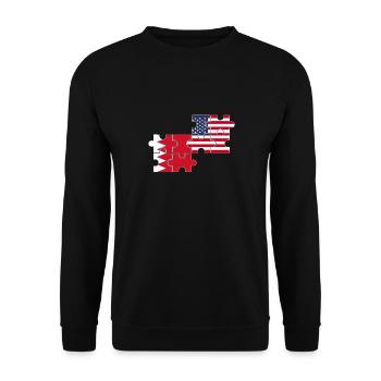 Bahrain United States Heartbeat Flag American Bahraini - Unisex Sweatshirt - black - Front - Alina (178cm) & Michal (187cm)