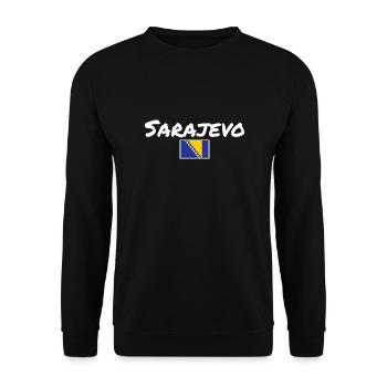 Sarajevo Bosnia Vintage Bosnian Flag Bosnian - Unisex Sweatshirt - black - Front - Alina (178cm) & Michal (187cm)