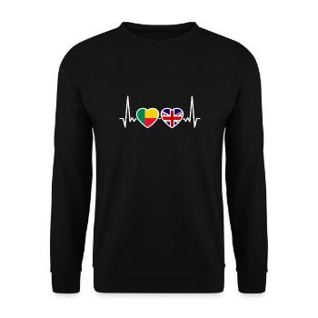 Benin UK Heartbeat Flag British Beninese - Unisex Sweatshirt - black - Front - Alina (178cm) & Michal (187cm)