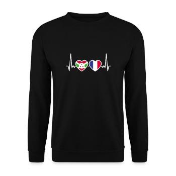 Burundi France Heartbeat Flag Burundian - Unisex Sweatshirt - black - Front - Alina (178cm) & Michal (187cm)