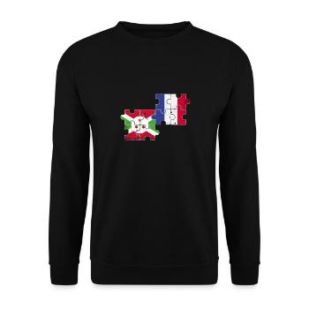 Burundi France Vintage Flag Burundian - Unisex Sweatshirt - black - Front - Alina (178cm) & Michal (187cm)