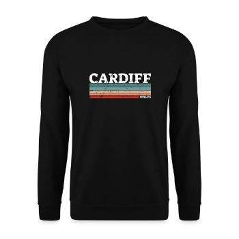 Cardiff Wales Vintage Walisische Waliser - Unisex Pullover - Schwarz - Vorne - Alina (178cm) & Michal (187cm)