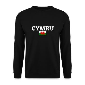 Cymru Wales Vintage Walisische Flagge Waliser - Unisex Pullover - Schwarz - Vorne - Alina (178cm) & Michal (187cm)