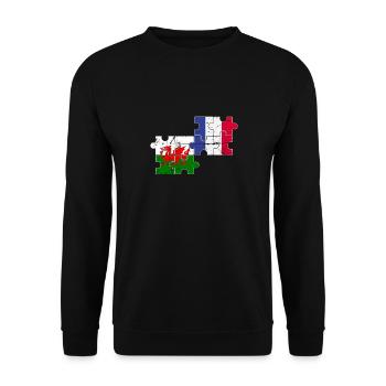 Wales France Vintage Flag French Welsh - Unisex Sweatshirt - black - Front - Alina (178cm) & Michal (187cm)