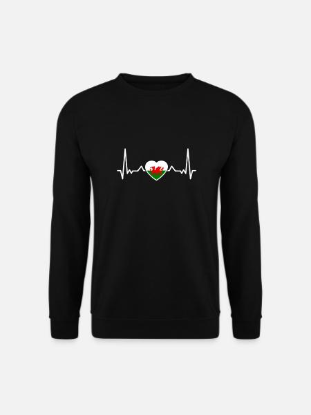 Wales heartbeat Welsh flag Welsh - Unisex Sweatshirt - black