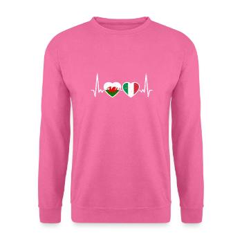 Wales Italy Vintage Heartbeat Flag Welsh - Unisex Sweatshirt - pink - Front