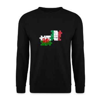 Wales Italy Vintage Flag Italian Welsh - Unisex Sweatshirt - black - Front - Alina (178cm) & Michal (187cm)