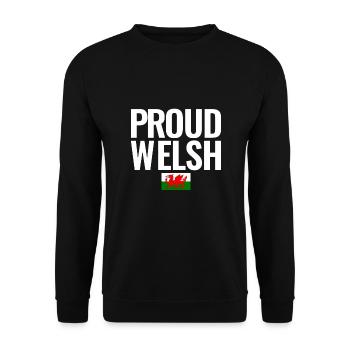 Proud Welsh Wales Walisische Flagge Waliser - Unisex Pullover - Schwarz - Vorne - Alina (178cm) & Michal (187cm)