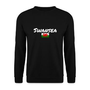 Swansea Wales Walisische Flagge Waliser - Unisex Pullover - Schwarz - Vorne - Alina (178cm) & Michal (187cm)