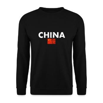China Vintage Chinese Flag Chinese - Unisex Sweatshirt - black - Front - Alina (178cm) & Michal (187cm)