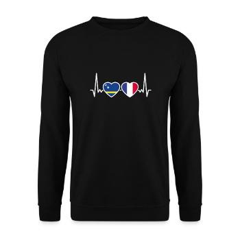 Curaçao France Heartbeat Flag - Unisex Sweatshirt - black - Front - Alina (178cm) & Michal (187cm)