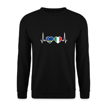 Curaçao Italy Heartbeat Flag - Unisex Sweatshirt - black - Front - Alina (178cm) & Michal (187cm)