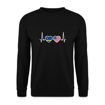 Curaçao, États-Unis, Heartbeat Flag - Sweat-shirt Unisexe - noir - Devant - Alina (178cm) & Michal (187cm)