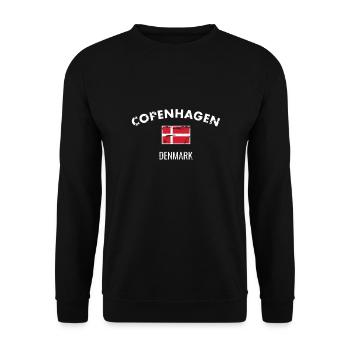 Copenhagen Dänemark Vintage Dänische Flagge - Unisex Pullover - Schwarz - Vorne - Alina (178cm) & Michal (187cm)