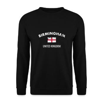 Birmingham England Vintage Flagge Engländer - Unisex Pullover - Schwarz - Vorne - Alina (178cm) & Michal (187cm)