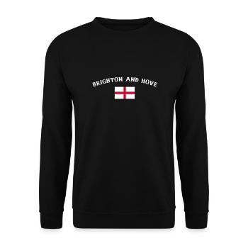Brighton And Hove England Englische Flagge - Unisex Pullover - Schwarz - Vorne - Alina (178cm) & Michal (187cm)