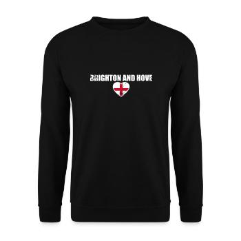 Brighton And Hove England Vintage Englische Flagge - Unisex Pullover - Schwarz - Vorne - Alina (178cm) & Michal (187cm)