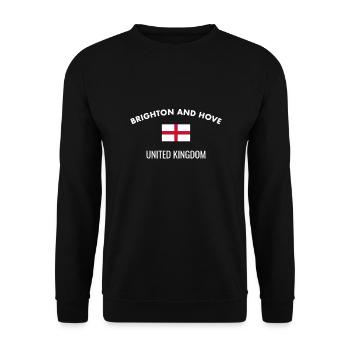 Brighton And Hove England Englische Flagge - Unisex Pullover - Schwarz - Vorne - Alina (178cm) & Michal (187cm)