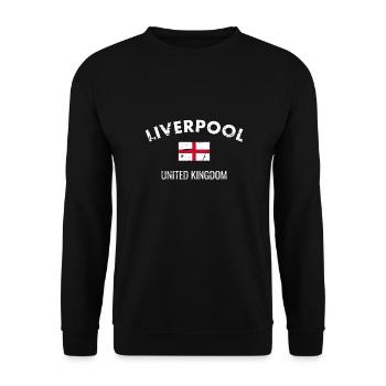 Liverpool England Vintage English Flag - Unisex Sweatshirt - black - Front - Alina (178cm) & Michal (187cm)