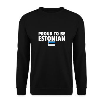 Proud To Be Estonian Estland Estnische Flagge Este - Unisex Pullover - Schwarz - Vorne - Alina (178cm) & Michal (187cm)
