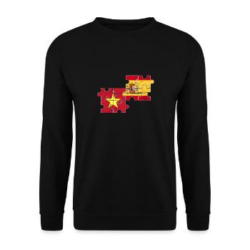 Vietnam Spanien Vintage Flagge Spanier Vietnamese - Unisex Pullover - Schwarz - Vorne - Alina (178cm) & Michal (187cm)