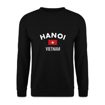 Hanoi Vietnam Vietnamesische Flagge Vietnamese - Unisex Pullover - Schwarz - Vorne - Alina (178cm) & Michal (187cm)