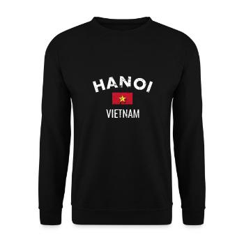 Hanoi Vietnam Vintage Flag Vietnamese - Unisex Sweatshirt - black - Front - Alina (178cm) & Michal (187cm)